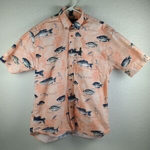North River Outfitters Button‎ Down Short Sleeve Shirt Fishing Detail Men's M